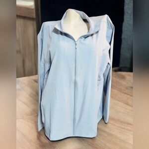 Hang Ten Light Blue Gray Zip-Up Jacket With Pockets